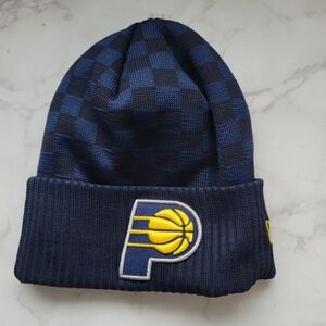 New Era NBA Indiana Pacers Polyester Nylon Beanie Navy Blue Yellow One Size
